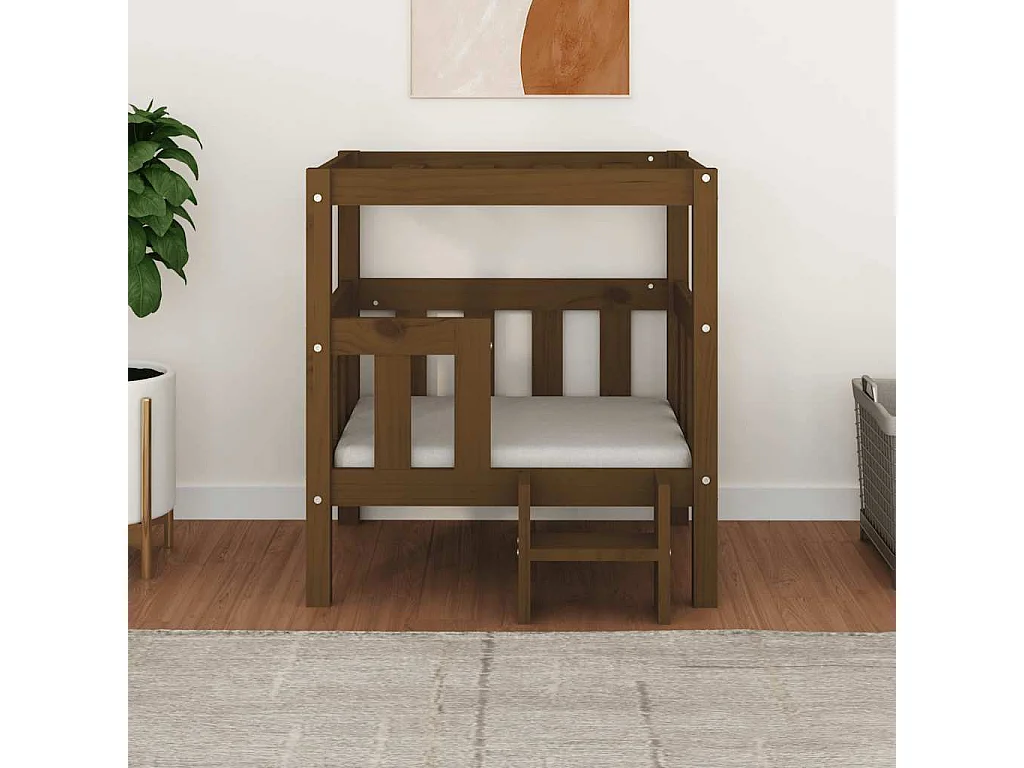 Lit pour chien Marron miel 65,5x50,5x70 cm Bois de pin solide