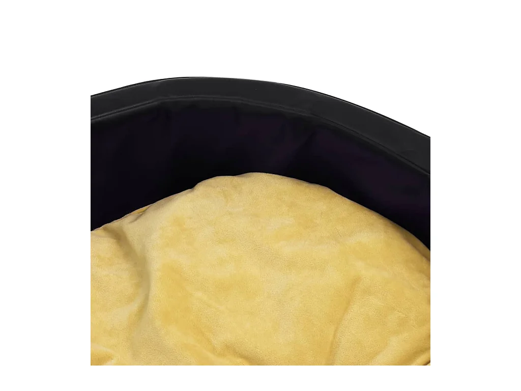 Cama de perro felpa y cuero sintético negro amarillo 99x89x21cm