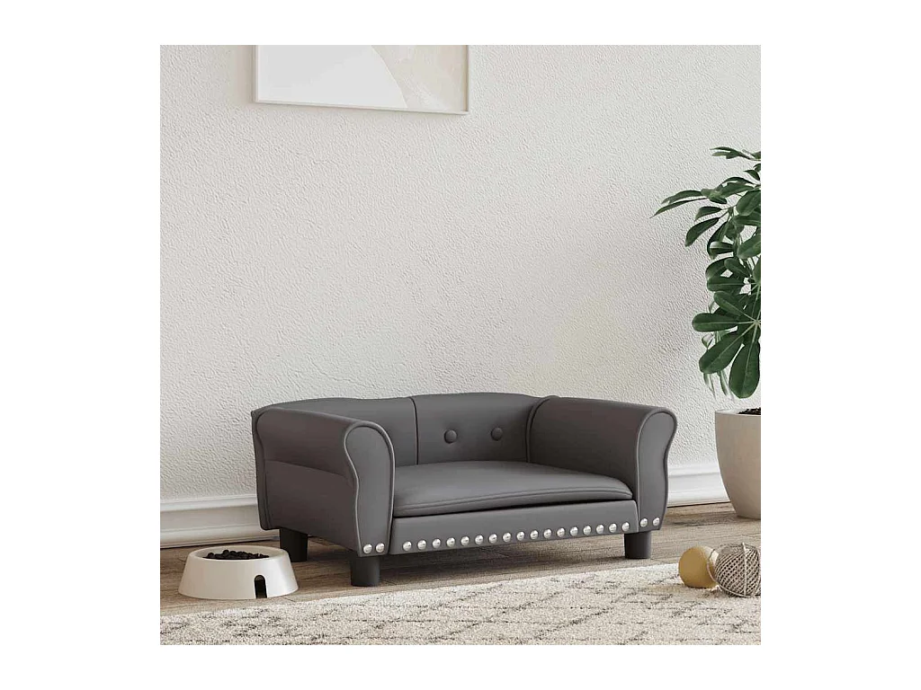 Cama para perros de cuero sintético gris 70x45x30 cm