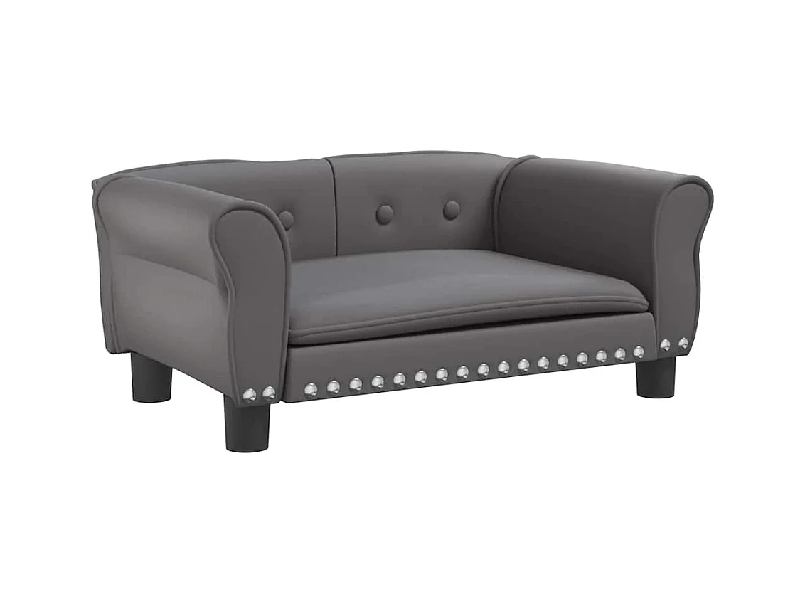Cama para perros de cuero sintético gris 70x45x30 cm