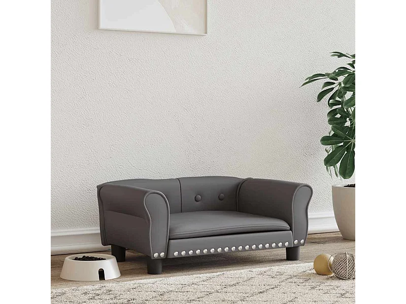 Lit pour chien gris 70x45x30 cm similicuir