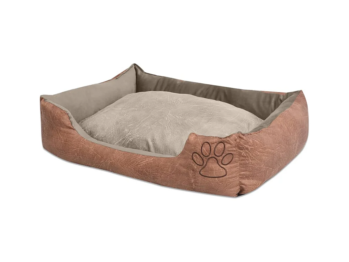 Lit pour chiens avec coussin Cuir artificiel PU Taille L Beige