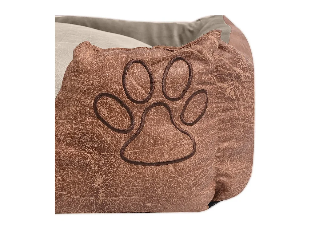 Lit pour chiens avec coussin Cuir artificiel PU Taille L Beige