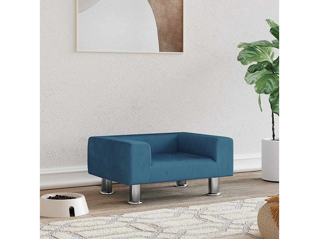 Lit pour chien bleu 50x40x26,5 cm velours