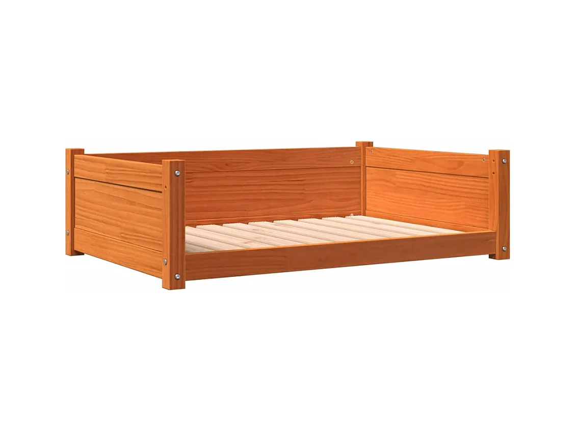 Cama para perros madera maciza pino marrón cera 95,5x65,5x28 cm