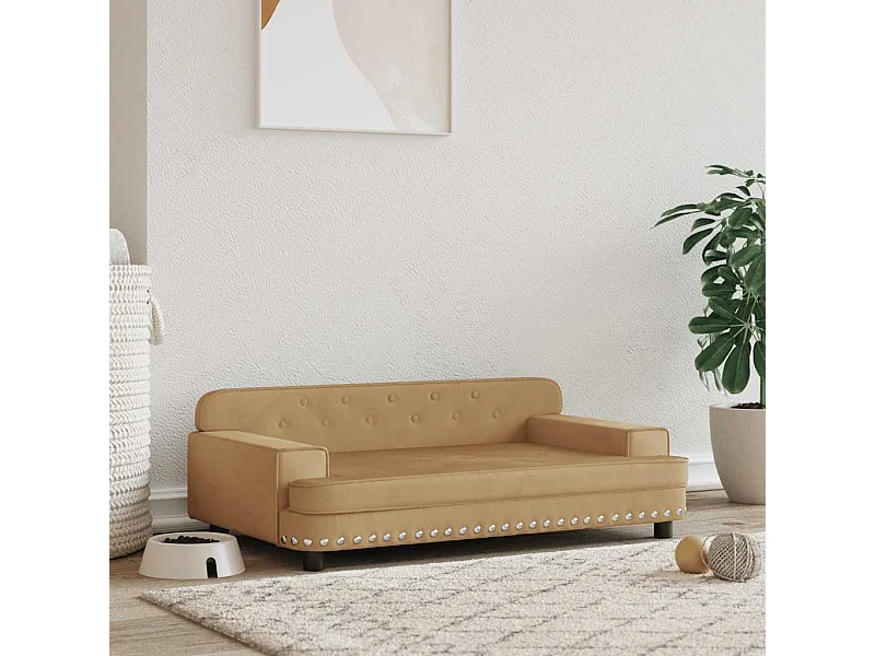 Cama para perros de terciopelo marrón 90x53x30 cm