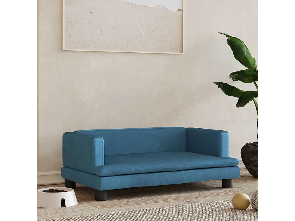 Lit pour chien bleu 80x45x30 cm velours