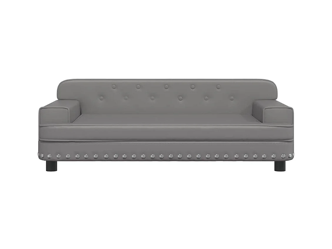 Cama para perros de cuero sintético gris 90x53x30 cm