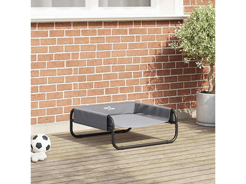 Cama para Cachorro Cinzento-claro s Tecido Oxford e Aço