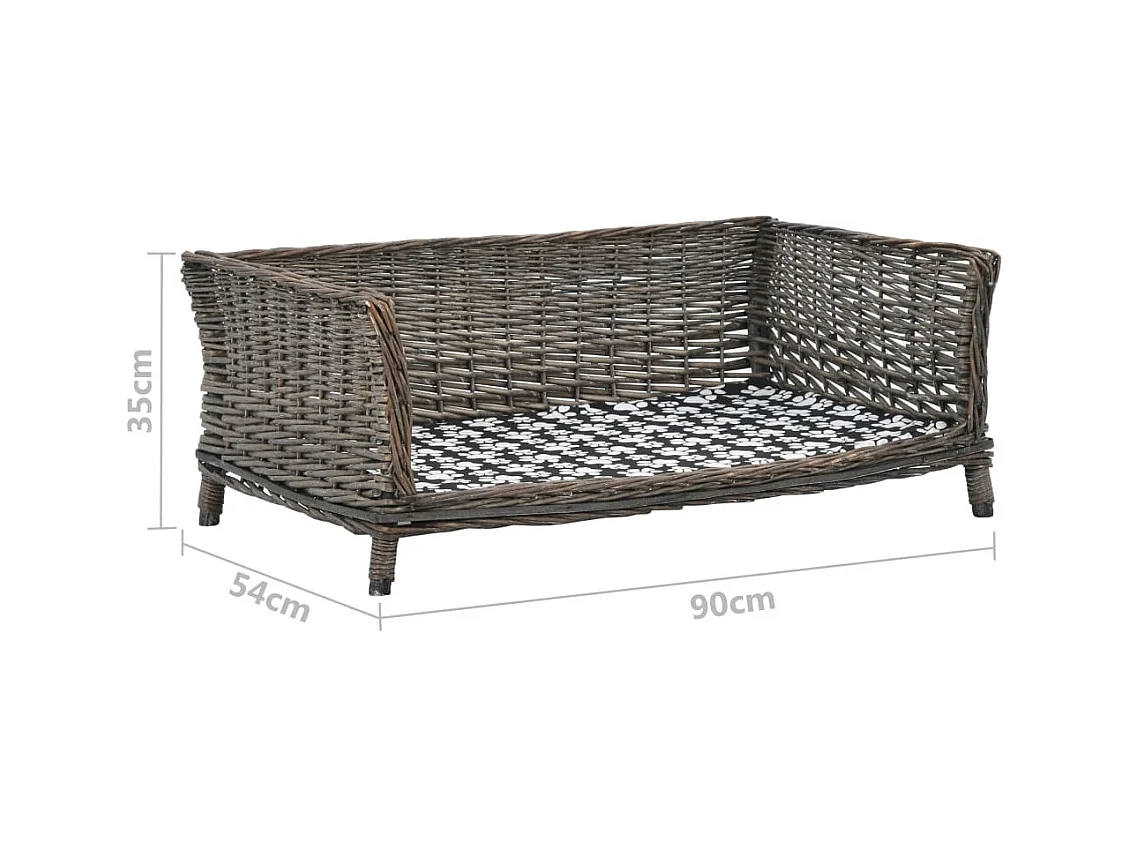 Cesta para perros con cojín sauce natural gris 90x54x35 cm