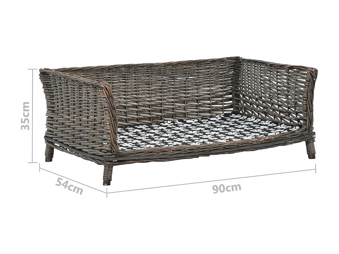 Panier pour chiens avec coussin Gris 90x54x35 cm Saule naturel