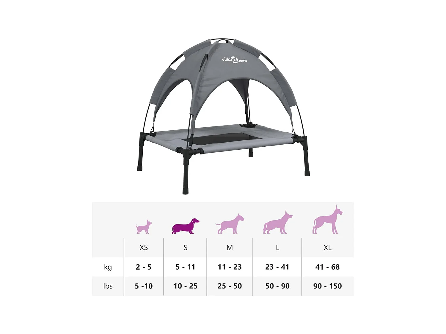 Cama para perros con dosel antracita tela oxford y acero
