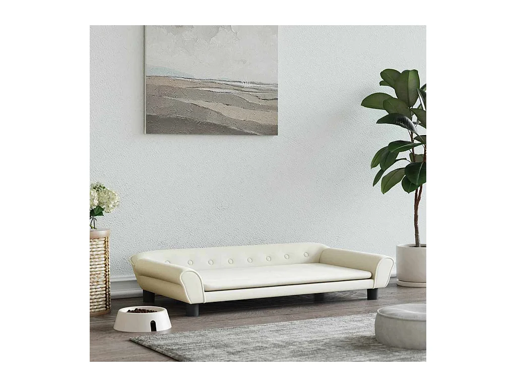 Lit pour chien crème 100x50x21 cm velours