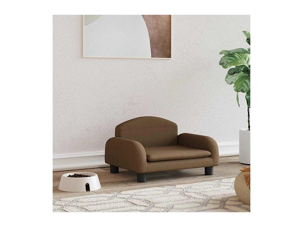 Lit pour chien marron 50x40x30 cm tissu