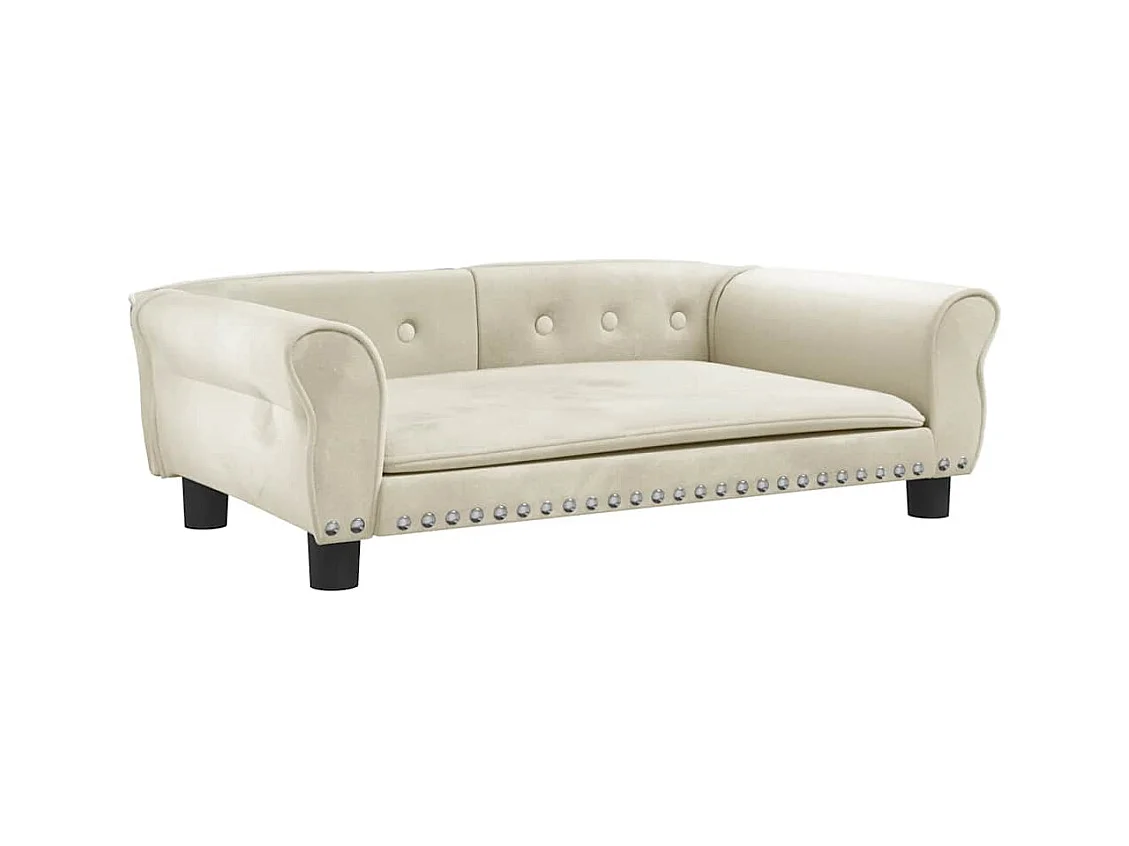 Cama para cães 95x55x30 cm veludo cor creme