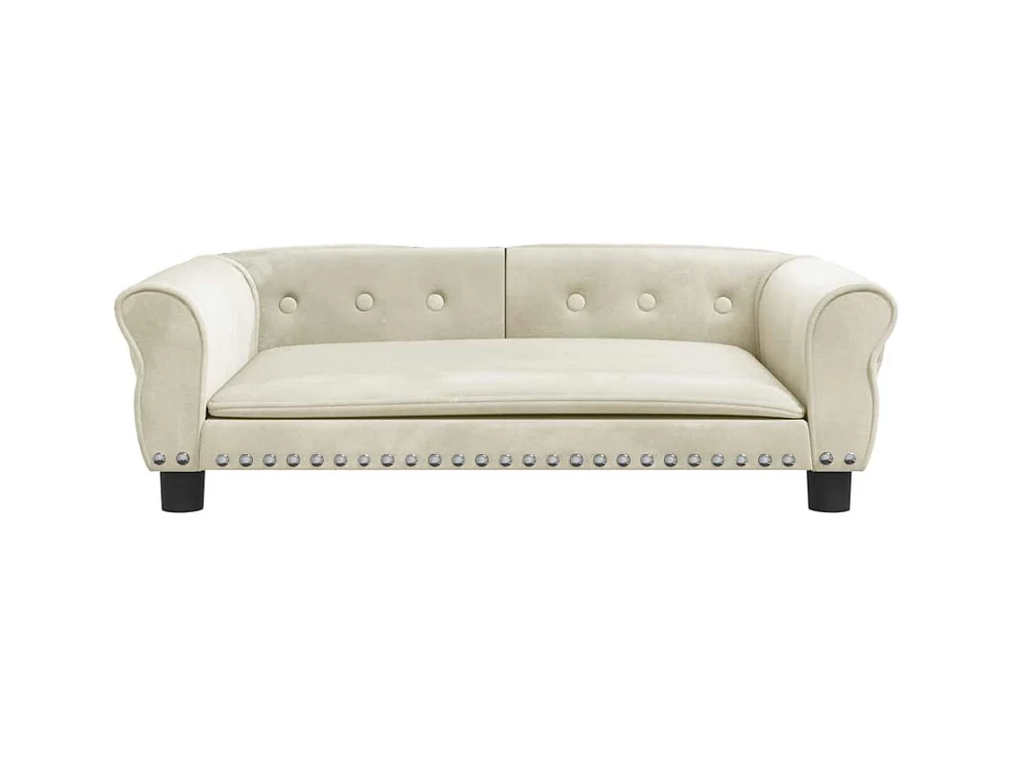 Cama para cães 95x55x30 cm veludo cor creme