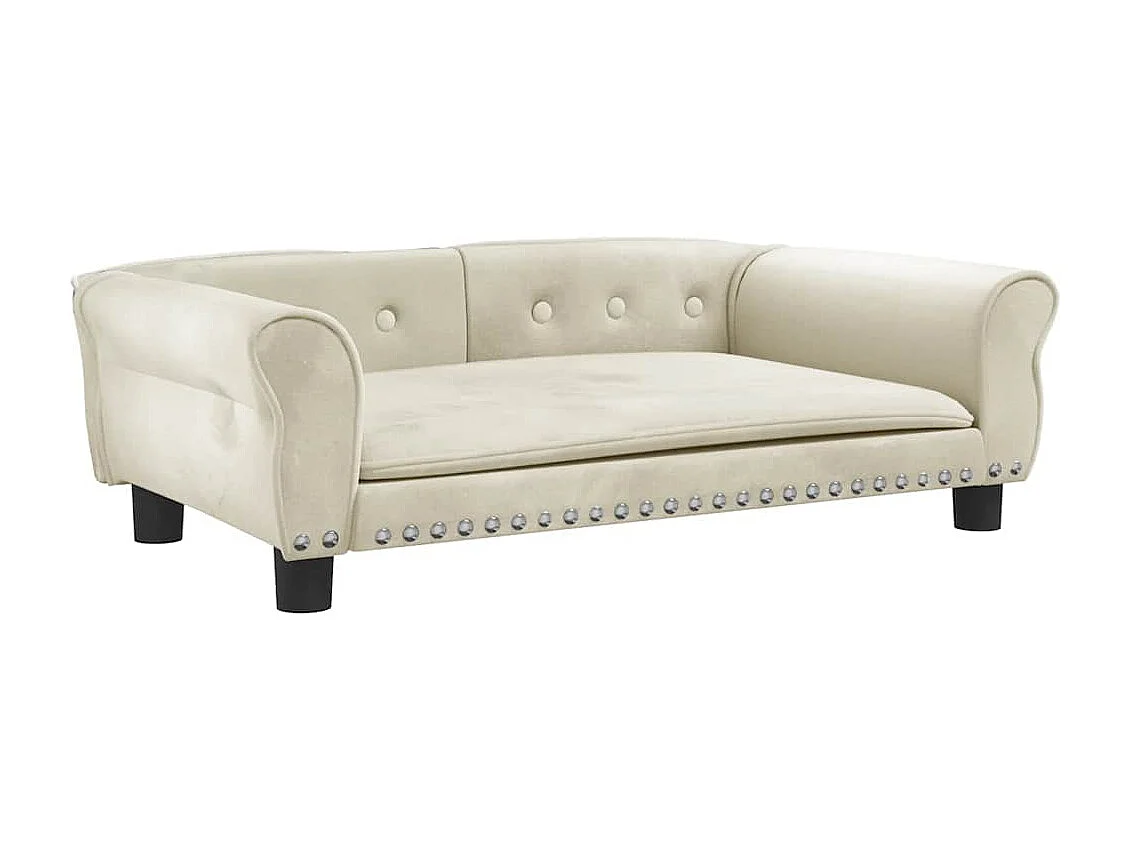 Cama para cães 95x55x30 cm veludo cor creme