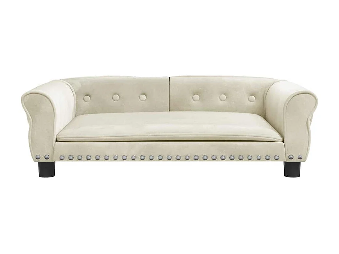 Cama para cães 95x55x30 cm veludo cor creme