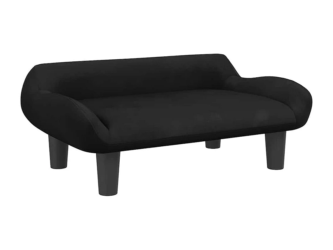 Cama para perros de terciopelo negra 70x40x24 cm