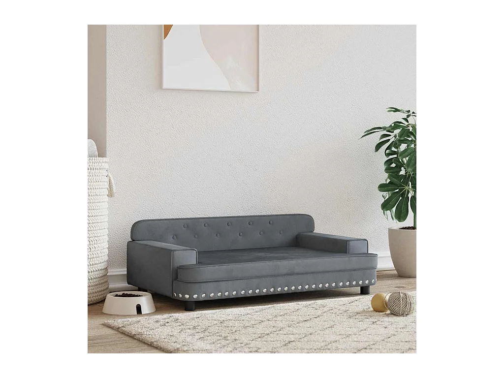 Cama para cães 90x53x30 cm veludo cinzento-escuro