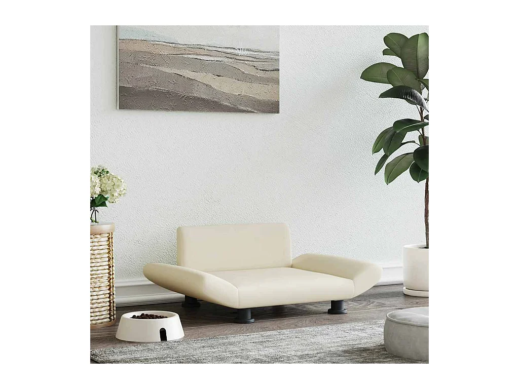 Cama para perros de cuero sintético crema 70x45x28 cm