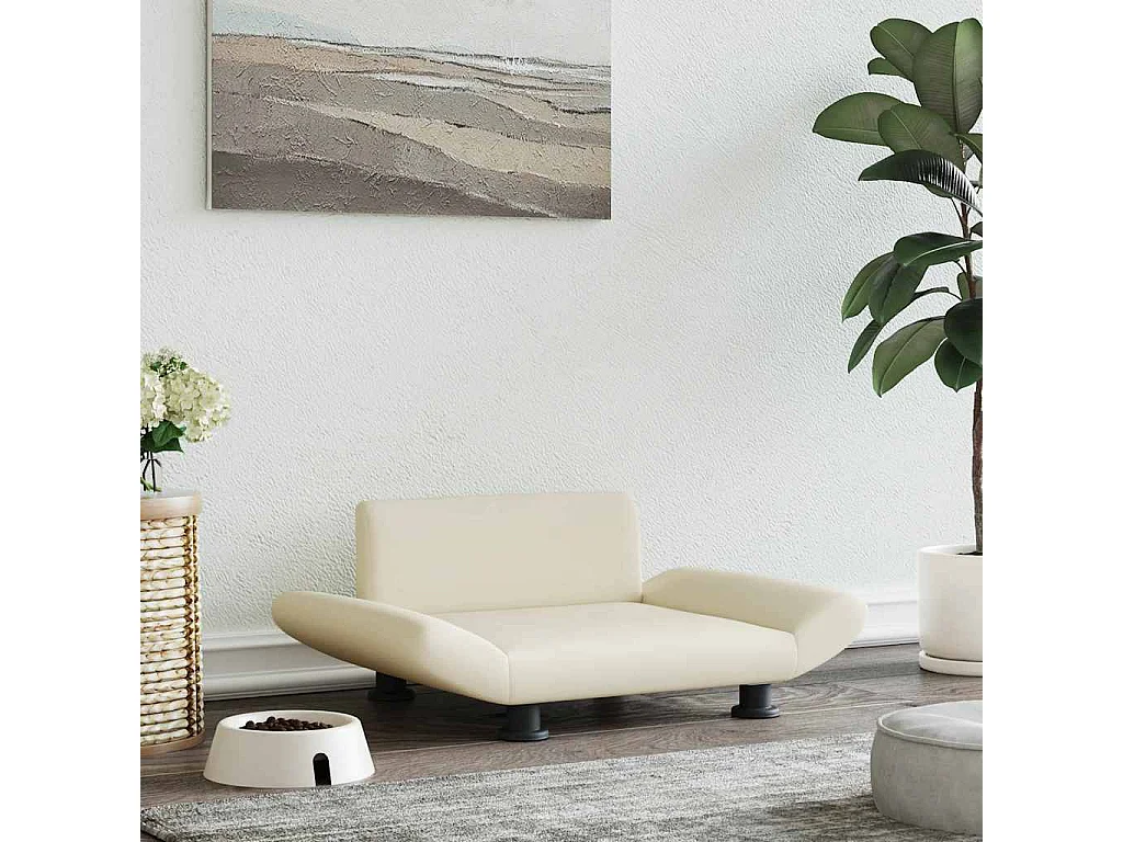Lit pour chien crème 70x45x28 cm similicuir