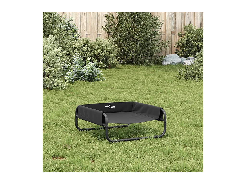 Cama elevada para perros tela oxford y acero gris antracita