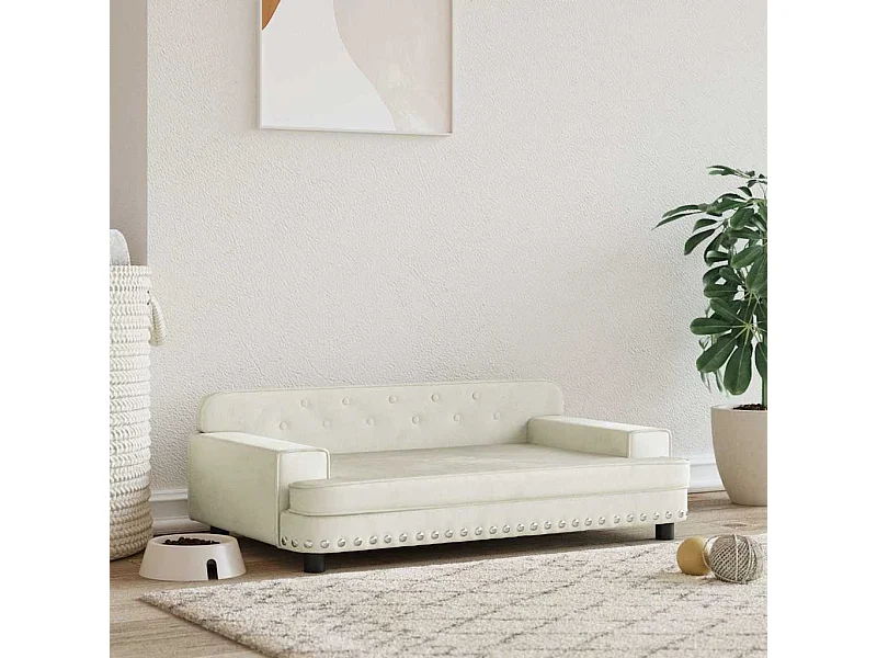 Cama para cães 90x53x30 cm veludo cor creme