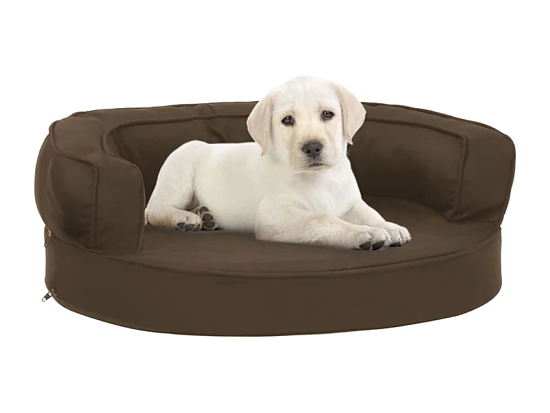 Cama para cães ergonómica 60x42 cm aspeto linho castanho