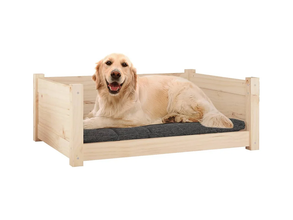 Cama para perros madera maciza de pino 75,5x55,5x28 cm