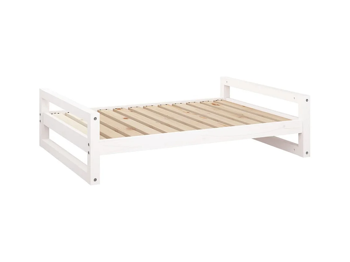 Cama para perros madera maciza de pino blanco 105,5x75,5x28 cm