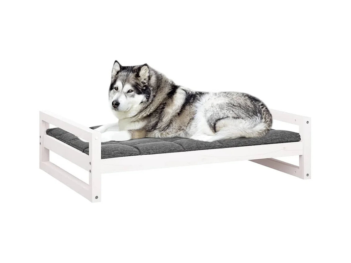 Cama para perros madera maciza de pino blanco 105,5x75,5x28 cm