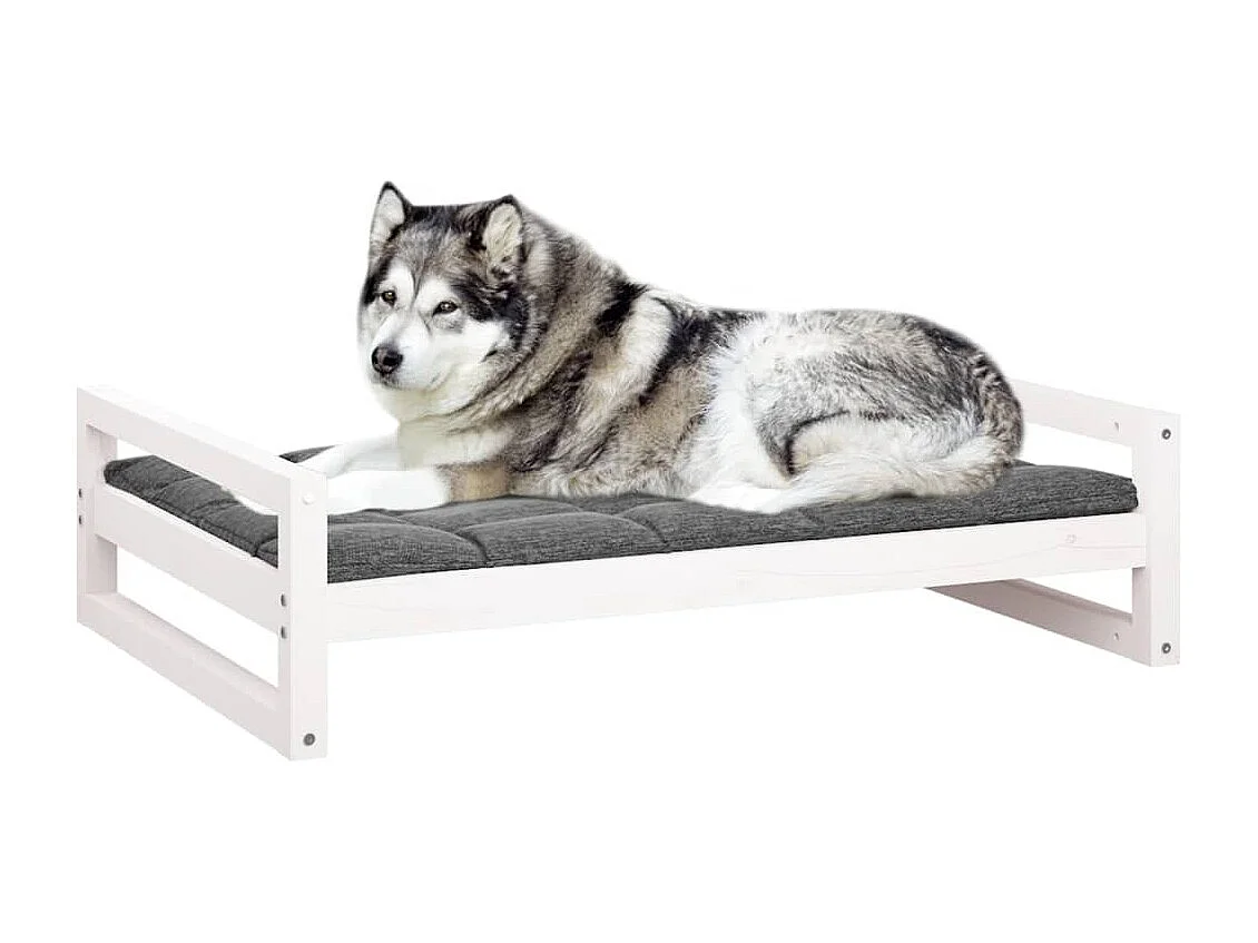 Lit pour chien Blanc 105,5x75,5x28 cm Bois de pin solide