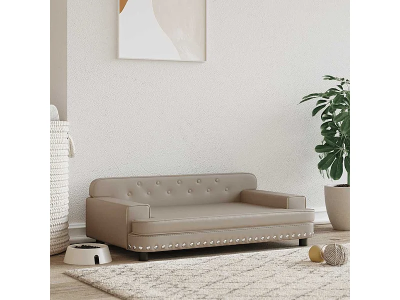 Cama para cães 90x53x30 cm couro artificial cappuccino