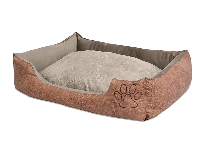 Cama para cães com almofada couro artificial PU tamanho XL bege