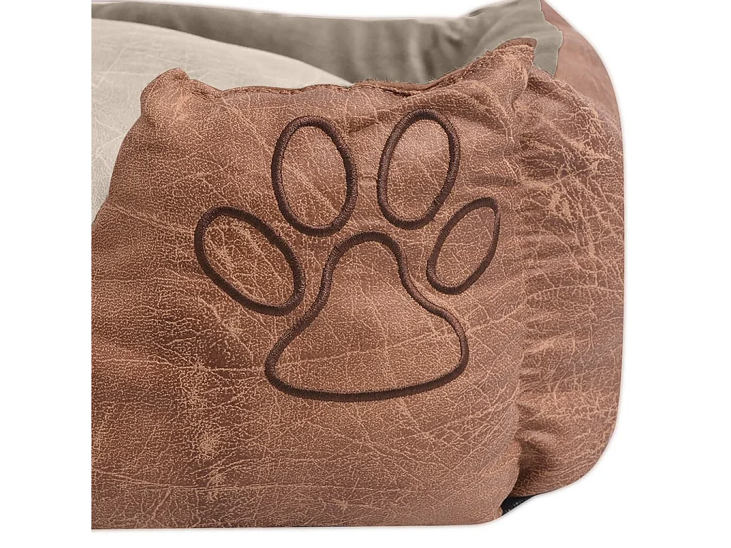Lit pour chiens avec coussin Cuir artificiel PU Taille XL Beige