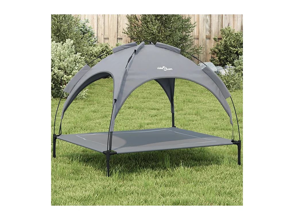 Lit pour chien avec auvent anthracite tissu Oxford et acier