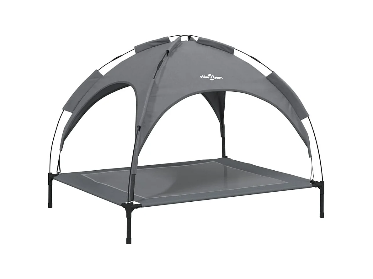 Lit pour chien avec auvent anthracite tissu Oxford et acier