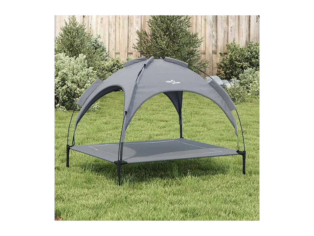 Lit pour chien avec auvent anthracite tissu Oxford et acier