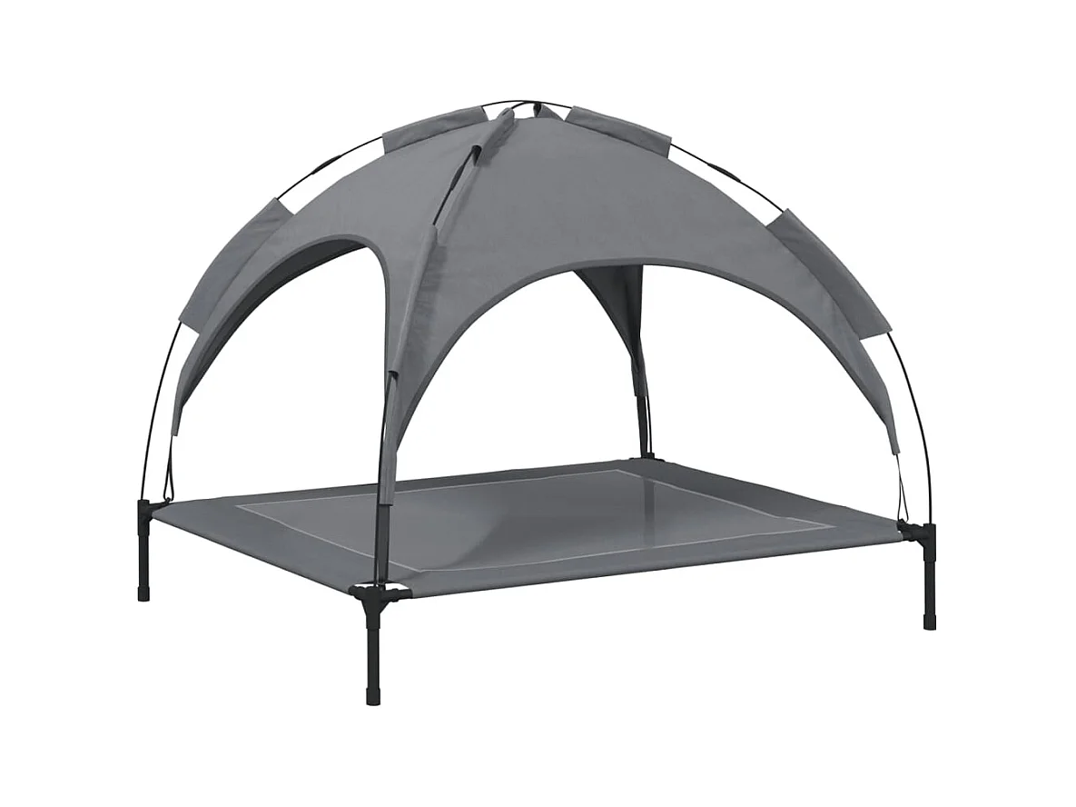 Lit pour chien avec auvent anthracite tissu Oxford et acier