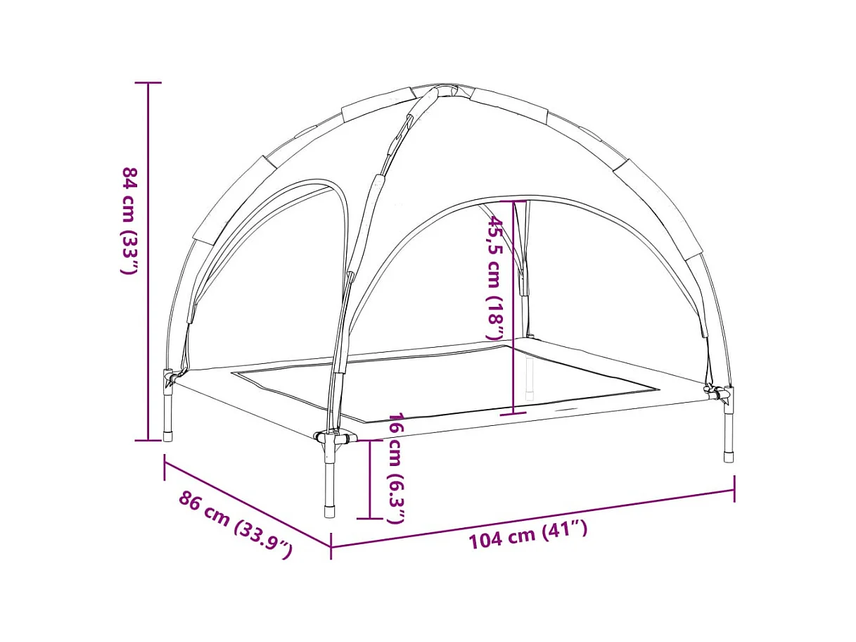 Lit pour chien avec auvent anthracite tissu Oxford et acier