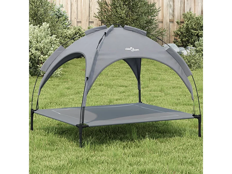 Lit pour chien avec auvent anthracite tissu Oxford et acier