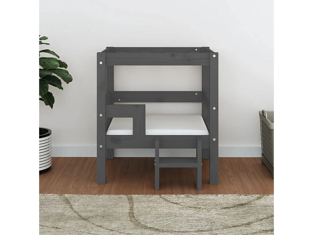 Lit pour chien Gris 55,5x53,5x60 cm Bois de pin solide
