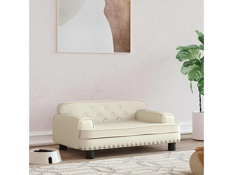 Cama para perros de cuero sintético crema 70x45x30 cm