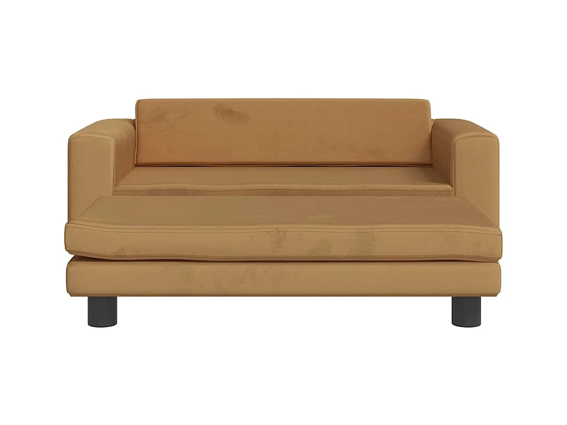 Cama para perros con extensión terciopelo marrón 100x50x30 cm