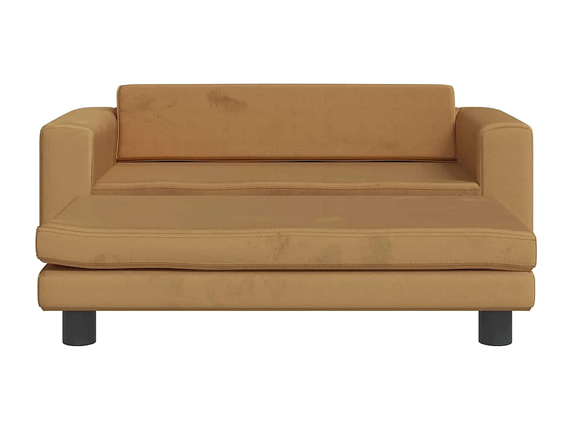 Cama para perros con extensión terciopelo marrón 100x50x30 cm