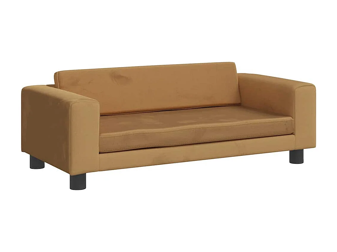 Cama para perros con extensión terciopelo marrón 100x50x30 cm