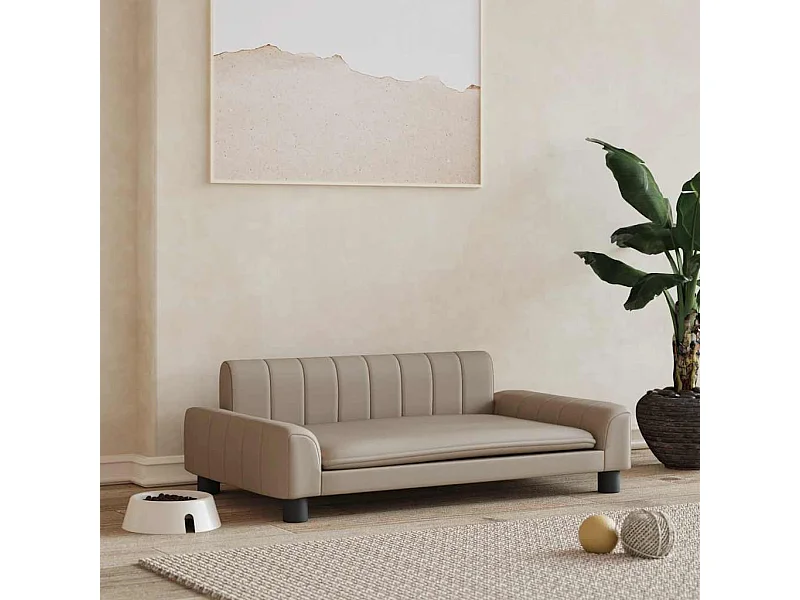 Cama para perros de cuero sintético color capuchino 90x53x30 cm