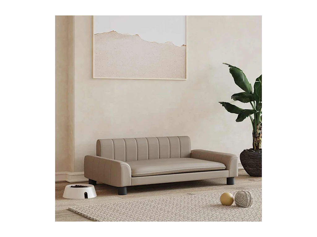 Cama para perros de cuero sintético color capuchino 90x53x30 cm