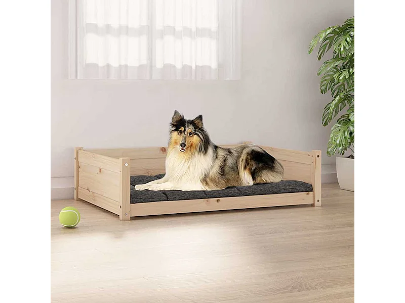 Cama para perros madera maciza de pino 95,5x65,5x28 cm